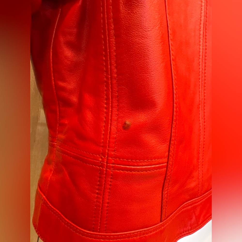 Derimod EXPO Red Leather Women's Jacket - Size M. Moto Biker Cafe Racer - Picture 9 of 11
